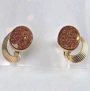 Vintage 50s Van Dell Goldstone 1/20 12Kt GF Screw Back Earrings